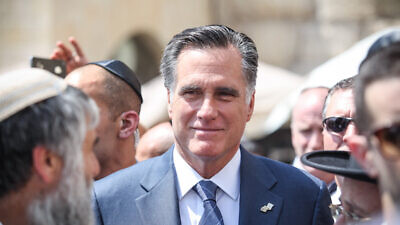 Sen. Mitt Romney (R-Utah) at the Western Wall in Jerusalem in 2021. Photo by Noam Moskowitz/Flash90.