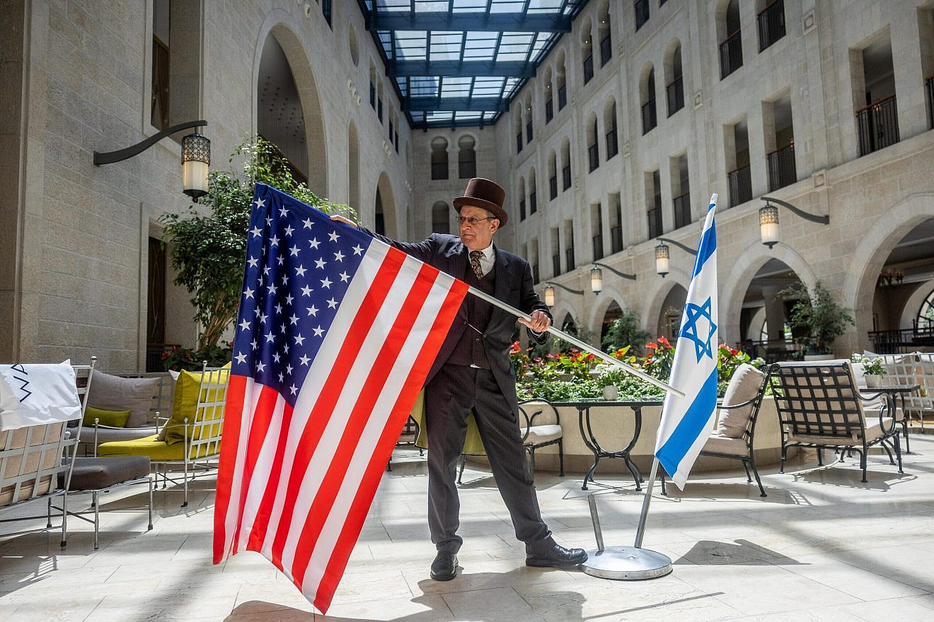 Workers at the Waldorf Astoria in Jerusalem prepare for the upcoming visit of U.S. President Joe Biden, July 12, 2022. Photo by Yonatan Sindel/Flash90.