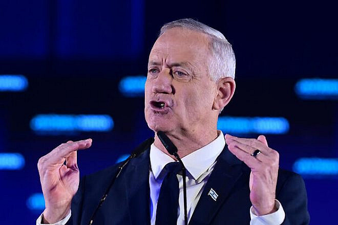 Israeli Defense Minister Benny Gantz at the launch in Tel Aviv of his National Unity Party's election campaign, Sept. 6, 2022. Credit: Tomer Neuberg/Flash90.