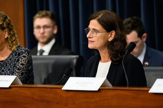 Former Israeli MK Michal Cotler-Wunsh testifies at a hearing held by the U.S. Congress’ Interparliamentary Task Force to Combat Online Antisemitism on Sept. 16, 2022. Credit: Courtesy.
