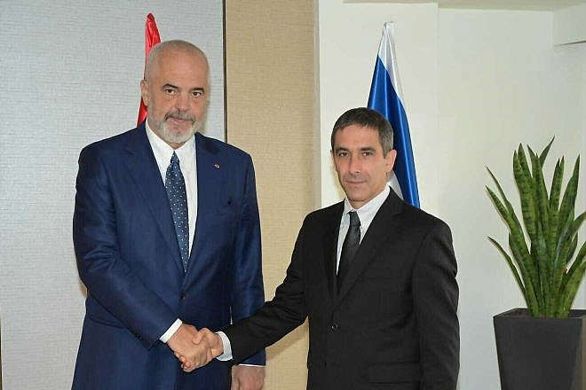 Albianian Prime Minister Edi Rama (left) meets with Israeli National Cyber Directorate chief Gaby Portnoy in Jerusalem, Oct. 24, 2022. Credit: Israeli Foreign Ministry.