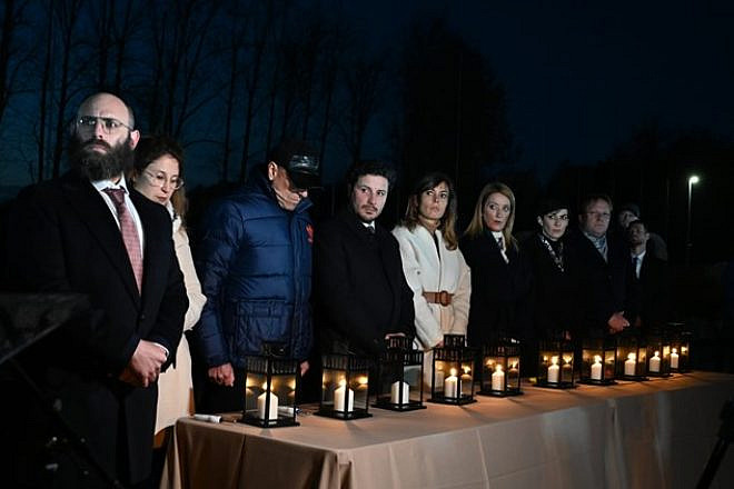 A candle-lighting ceremony at Auschwitz-Birkenau on the eve of Kristallnacht, Nov. 2022. Credit: EJA.