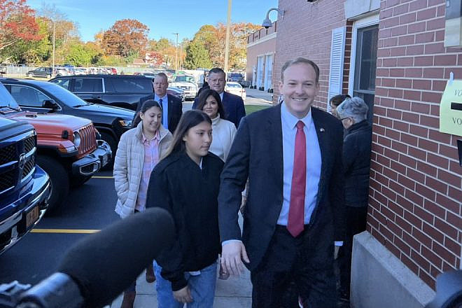 Rep. Lee Zeldin, the Jewish Republican challenger in New York's gubernatorial race, on Election Day in November 2022. Source: Twitter.