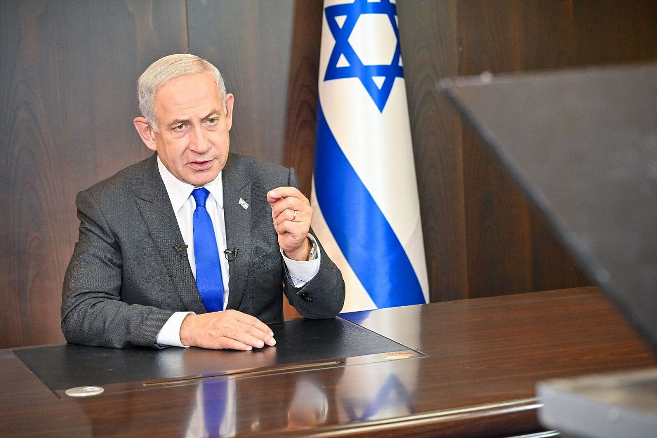Israeli Prime Minister Benjamin Netanyahu speaks by videoconference to AIPAC leaders and activists, Jan. 9, 2023. Credit: Kobi Gideon/GPO.