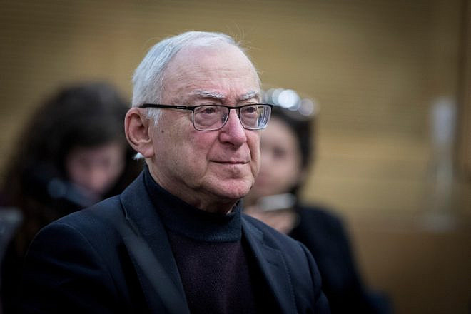 Tel Aviv University Professor Asa Kasher attends a Special Committee meeting on drug and alcohol abuse at the Knesset in Jerusalem, Jan. 24, 2017. Photo by Yonatan Sindel/Flash90.