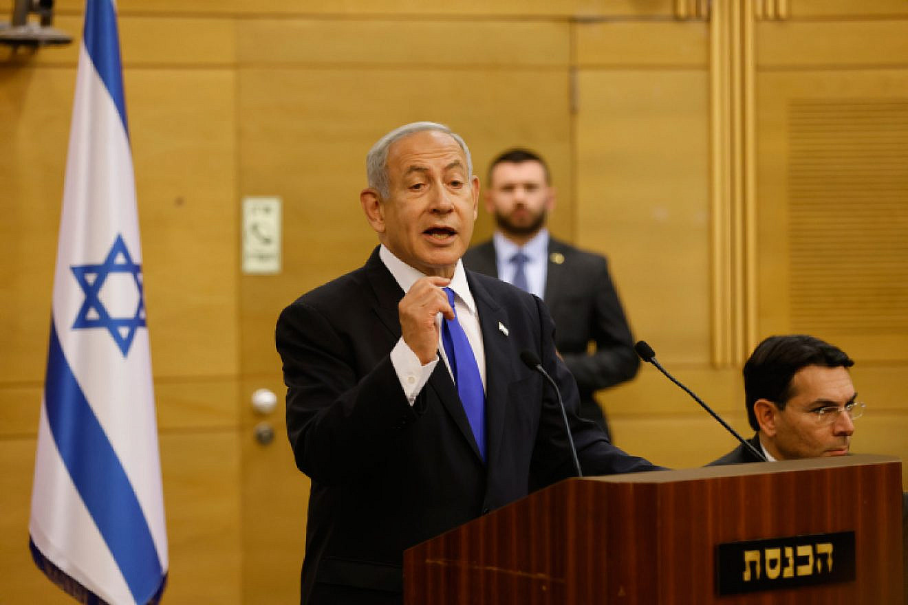 Israeli Prime Minister Benjamin Netanyahu leads a Likud Party meeting at the Knesset, Jan. 16, 2023. Photo by Olivier Fitoussi/Flash90.