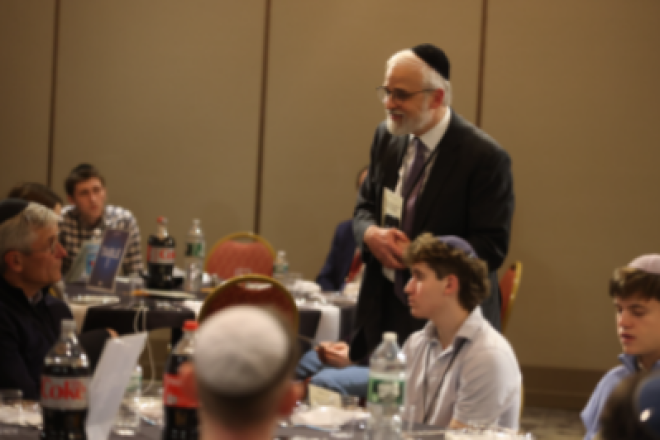 OU Executive Vice President Rabbi Moshe Hauer speaks with teen leaders at NCSY’s week-long learning experience, Yarchei Kallah