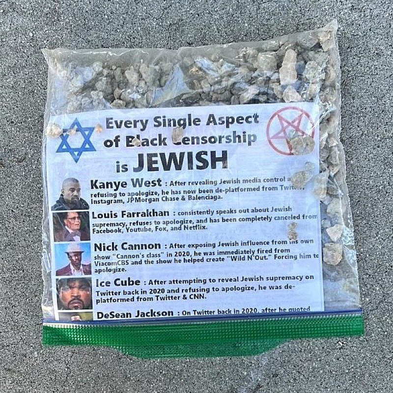Antisemitic fliers found on the campus of the University of California, Santa Barbara, in January 2023. Credit: Courtesy.