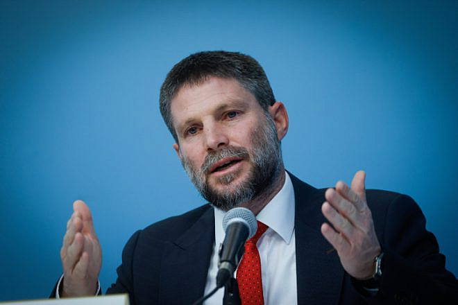 Israeli Finance Minister Bezalel Smotrich speaks to reporters at the Prime Minister's Office in Jerusalem, on Jan. 11, 2023. Photo by Olivier Fitoussi/Flash90.
