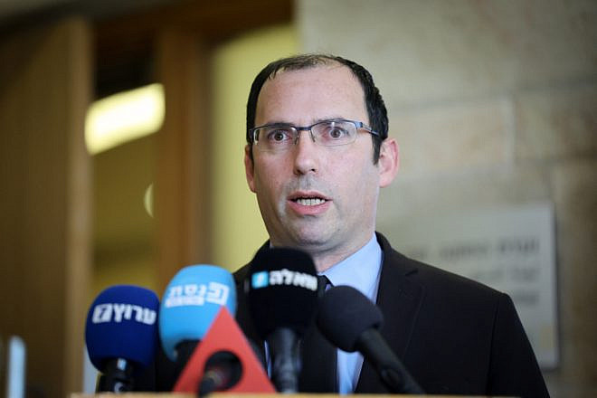 Israeli parliamentarian Simcha Rothman, head of the Knesset’s Constitution, Law and Justice Committee, endorses Israeli President Isaac Herzog’s call to hold negotiations with the political opposition over the government's proposed judicial reforms, Feb. 13, 2023. Credit: Yonatan Sindel/Flash90.