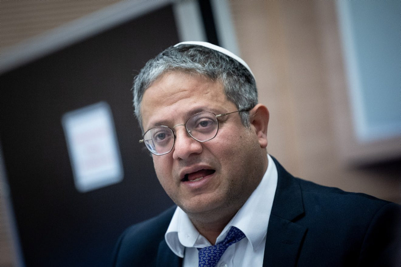 Israeli National Security Minister Itamar Ben-Gvir speaks during a Knesset Foreign Affairs and Defense Committee meeting, Feb. 15, 2023. Photo by Yonatan Sindel/Flash90.