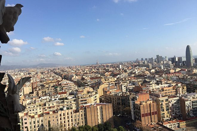 Barcelona's skyline seen from atop the Basílica de la Sagrada Família, 2016. Photo by Menachem Wecker/JNS.