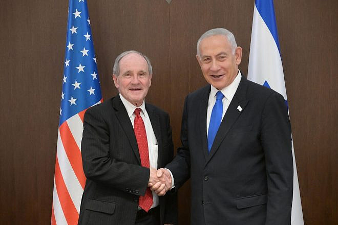 Israeli Prime Minister Benjamin Netanyahu meets with U.S. Senator Jim Risch (R-Idaho), the ranking member of the Committee on Foreign Relations, in Jerusalem, Israel, Feb. 21, 2023. Credit: Amos Ben-Gershom/GPO.