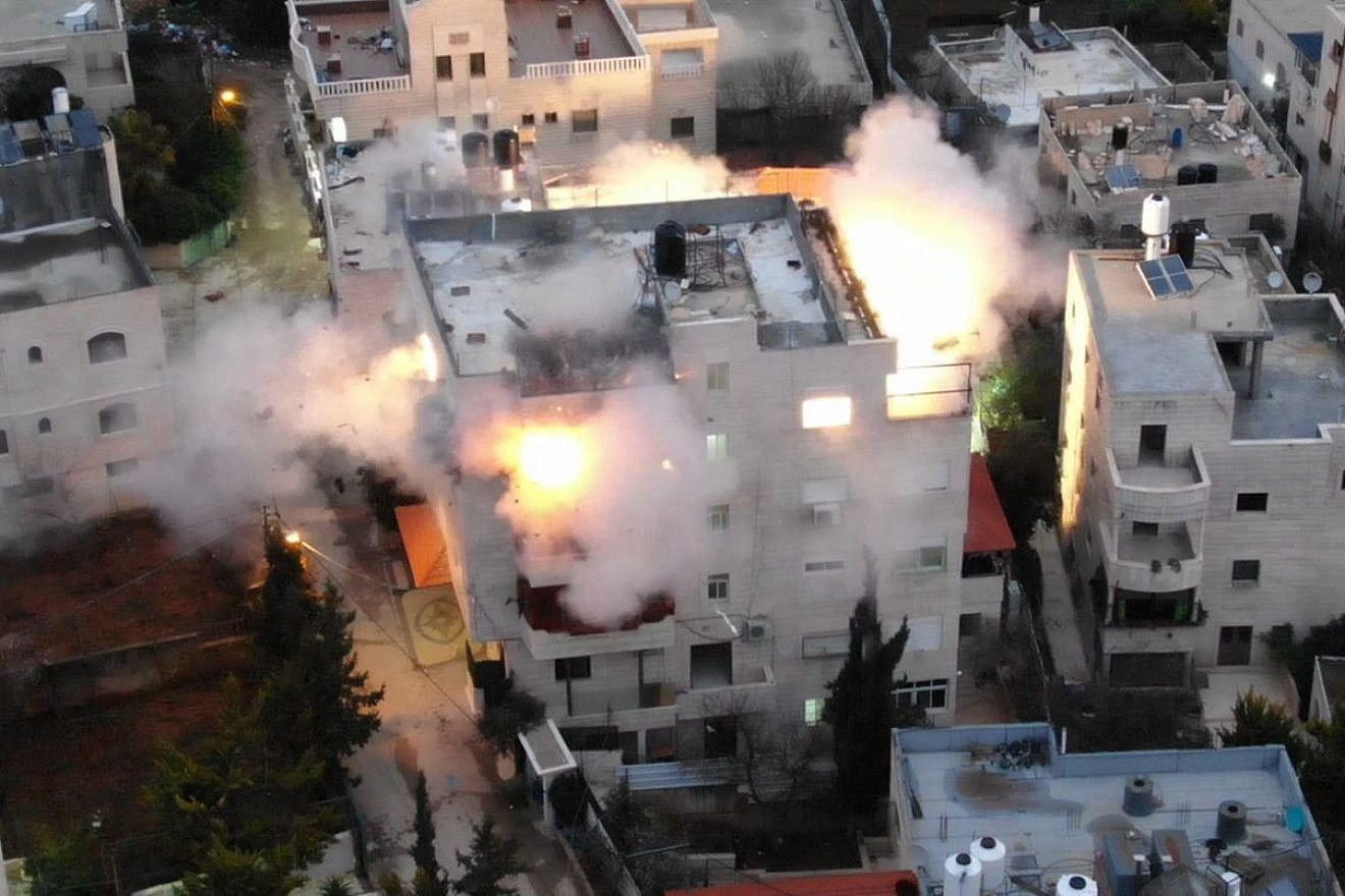 Israeli forces demolish the Hebron home of a Palestinian terrorist who killed Ronen Hanania during in attack at the entrance of Kiryat Arba in October 2022, Feb. 16, 2023. Credit: Israel Defense forces.