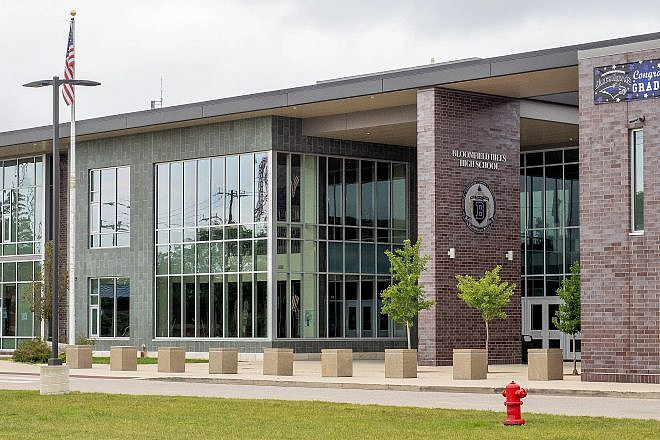 Bloomfield Hills High School in the western suburbs of Detroit. Credit: ajay_suresh via Wikimedia Commons.
