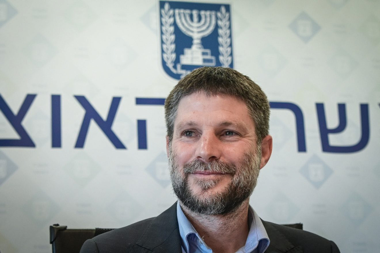 Israeli Finance Minister Bezalel Smotrich addresses a press conference in Tel Aviv, on March 2, 2023. Photo by Avshalom Sassoni/Flash90.