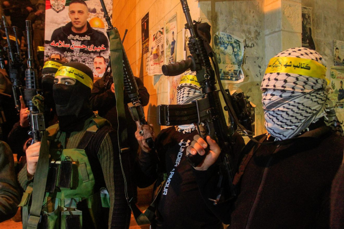 Palestinian terrorists participate in a military parade in Nablus on March 14, 2023. Photo by Nasser Ishtayeh/Flash90.