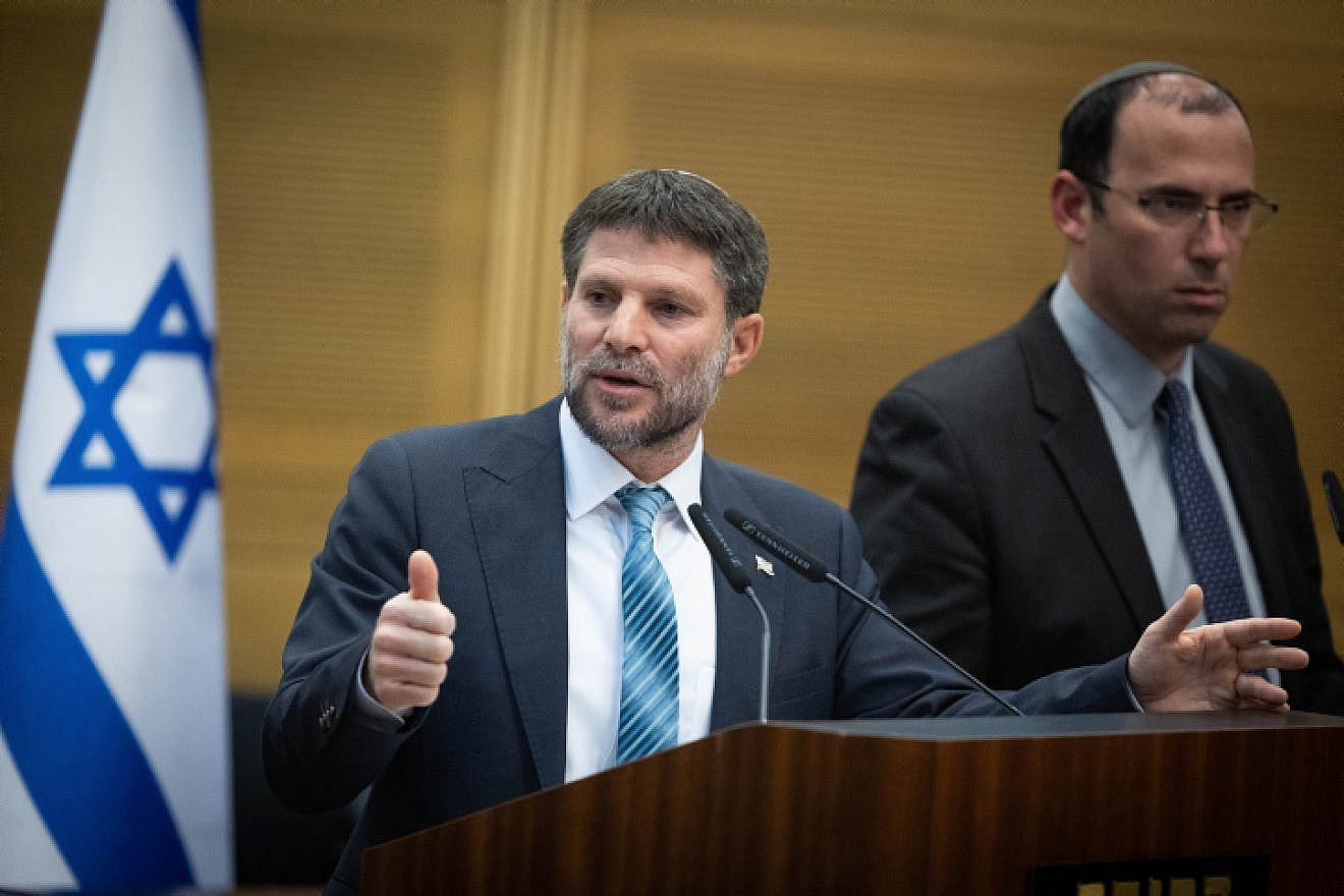 Israeli Finance Minister Bezalel Smotrich at the Knesset in Jerusalem, on March 21, 2023. Photo by Yonatan Sindel/Flash90.
