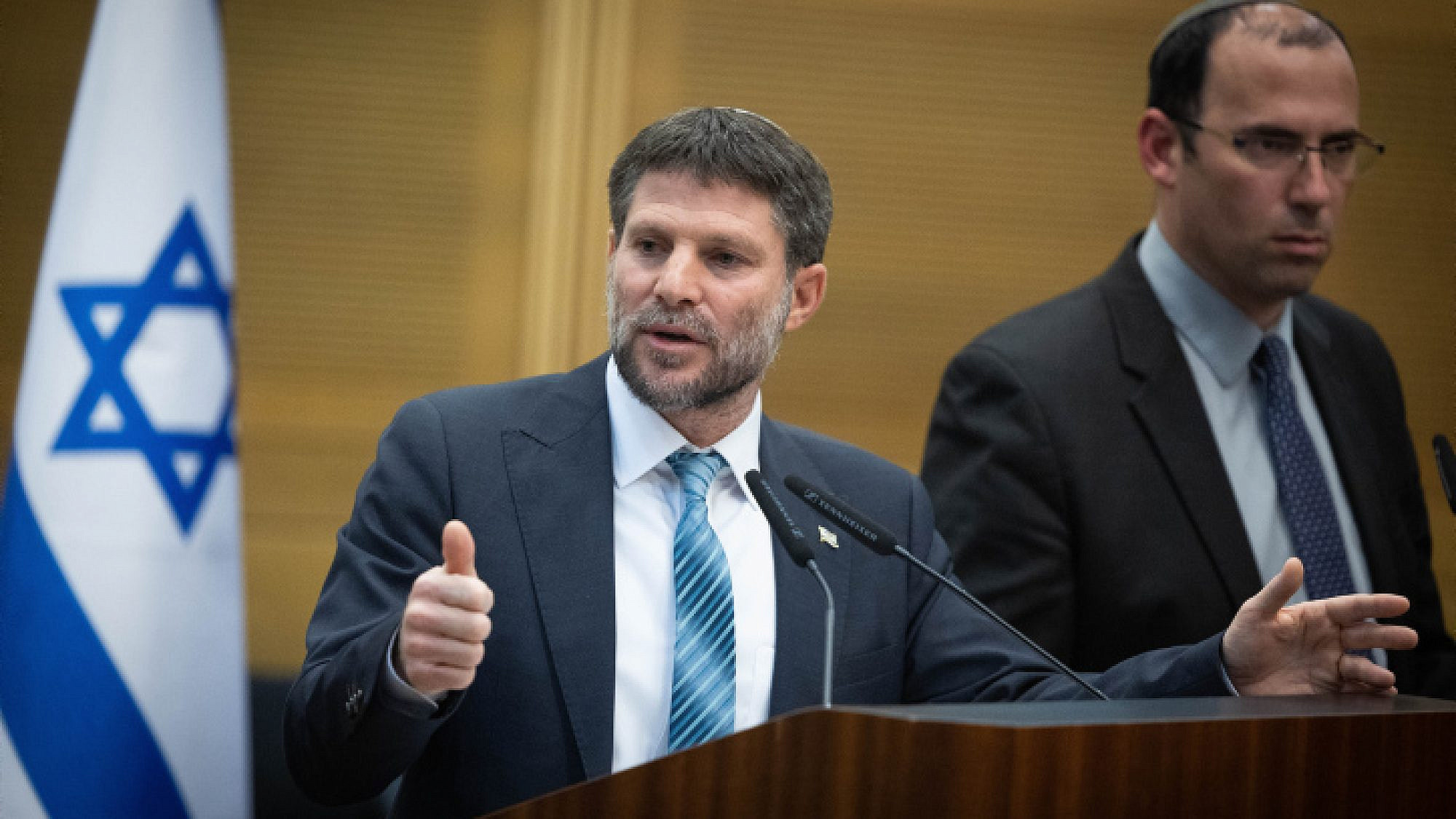 Israeli Finance Minister Bezalel Smotrich at the Knesset in Jerusalem, on March 21, 2023. Photo by Yonatan Sindel/Flash90.