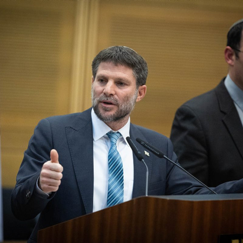 Israeli Finance Minister Bezalel Smotrich at the Knesset in Jerusalem, on March 21, 2023. Photo by Yonatan Sindel/Flash90.