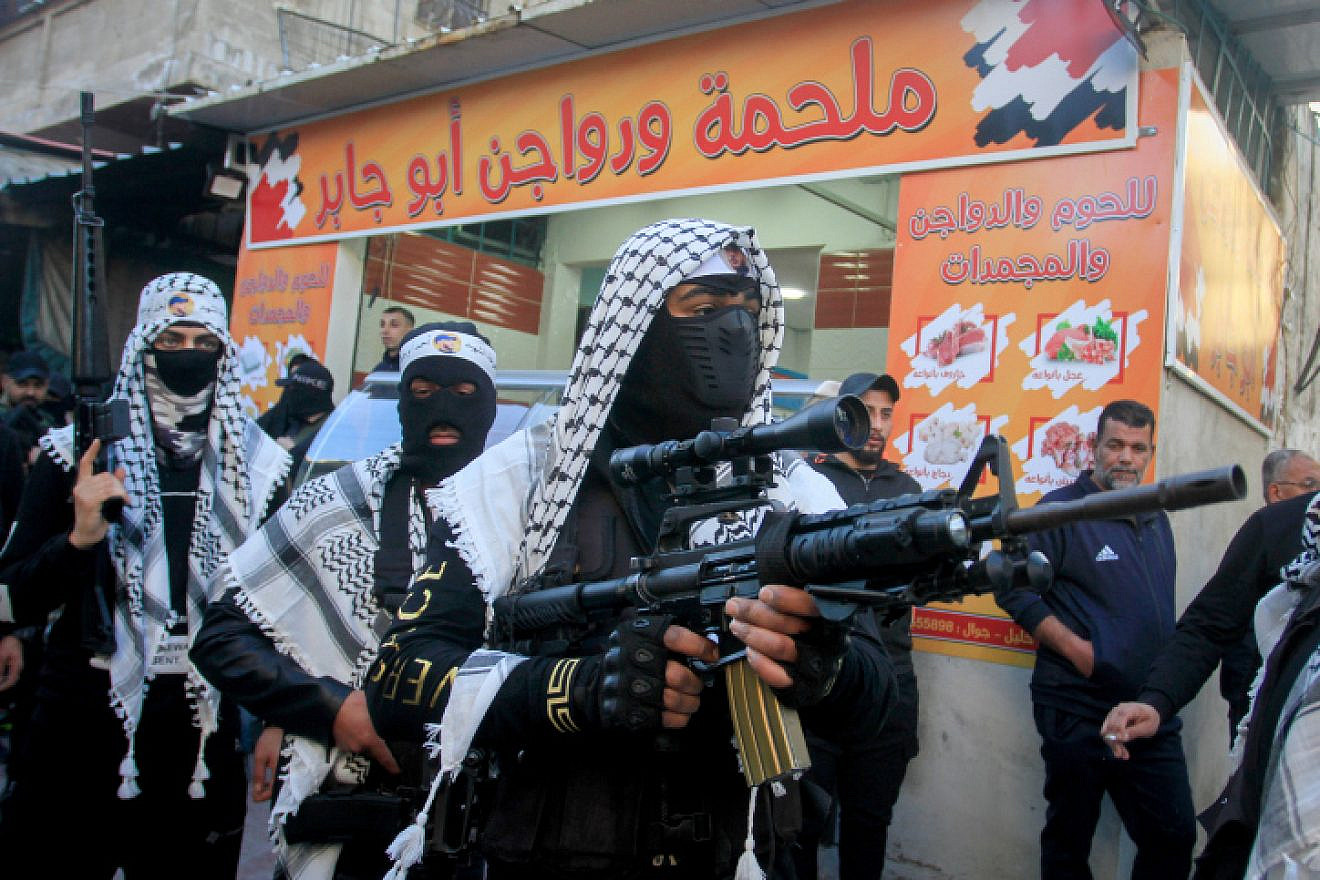 Fatah terrorists march in the Balata camp on the outskirts of Nablus on March 4, 2023. Photo by Nasser Ishtayeh/Flash90.
