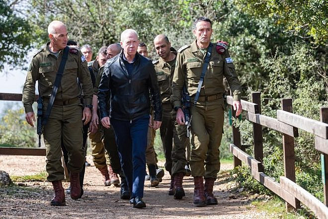 Defense Minister Yoav Gallant holds a situational assessment along the border with Lebanon, March 16, 2023. Credit: Israeli Ministry of Defense Spokesperson's Office.