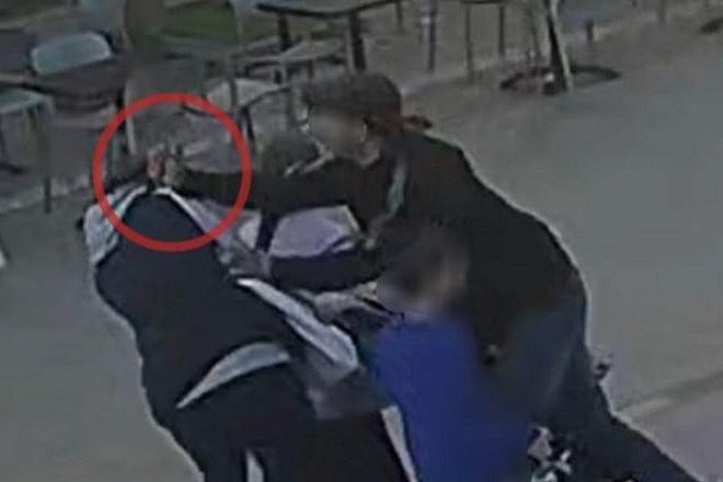 The attempted stabbing in Netanya, Israel on March 12, 2023. Photo credit: Israel Police.