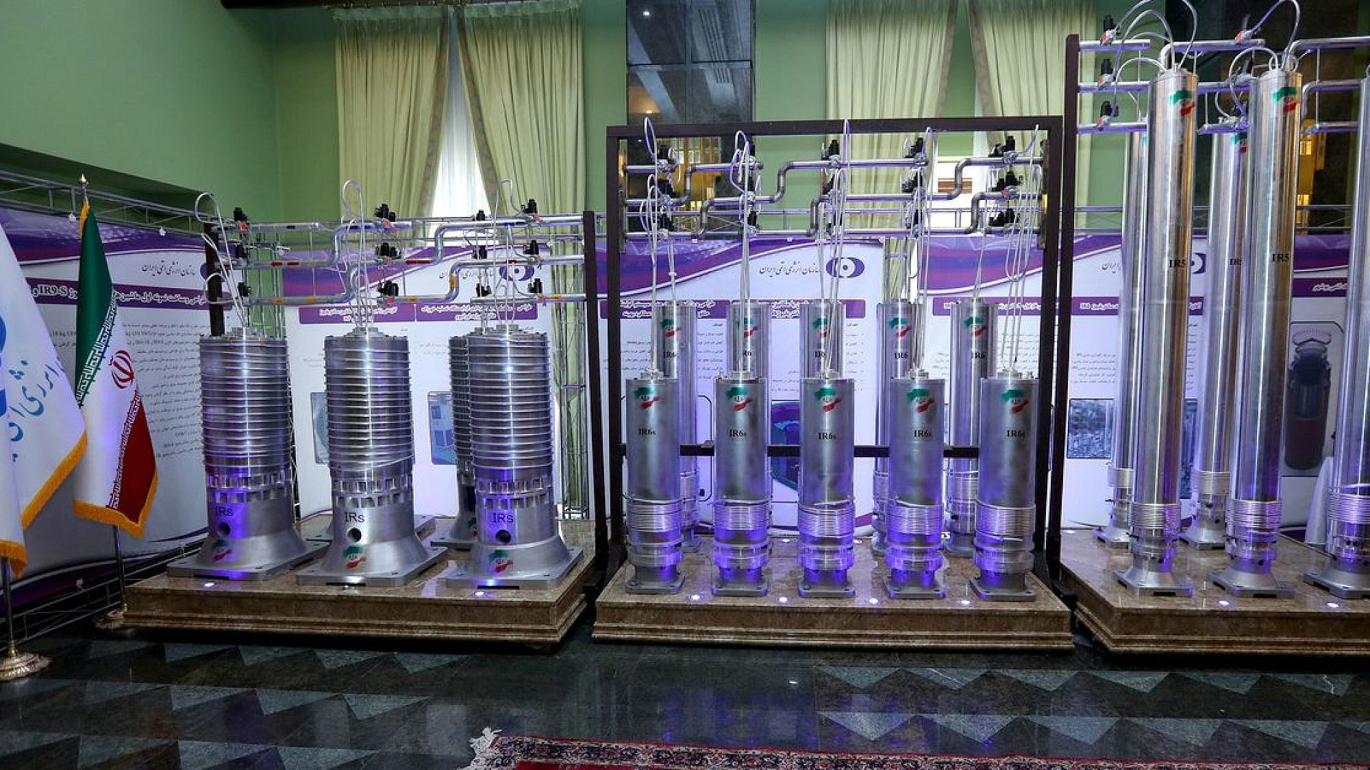 New-generation centrifuges on display in Tehran during Iran's National Nuclear Energy Day, April 10, 2021. Credit: Iranian Presidency Office/WANA.