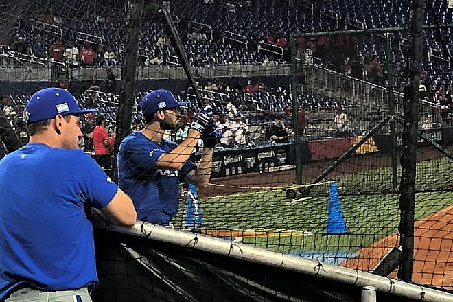 Michael Wielansky up at bat in the World Baseball Classic in Miami, March 2023. Photo by Howard Blas.