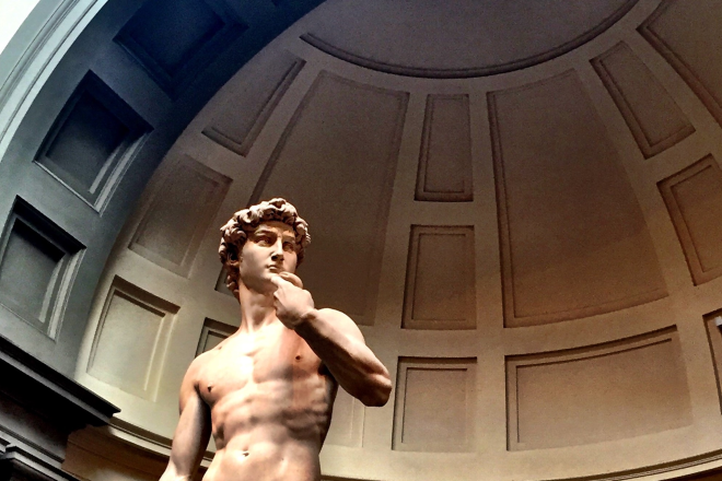 Michaelangelo’s “David” sculpture in Italy. Photo by Menachem Wecker.