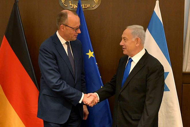 Prime Minister Benjamin Netanyahu hosts German opposition leader Friedrich Merz in Jerusalem, March 21, 2023. Photo by Amos Ben-Gershom/GPO.