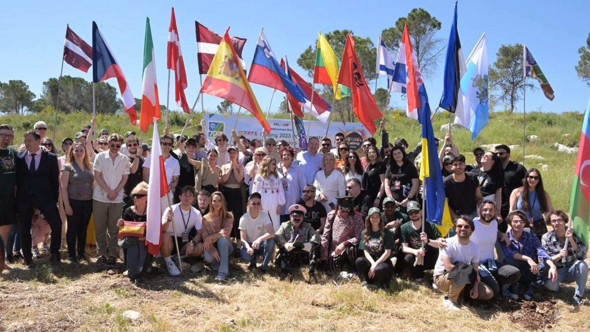 Eurovision Song Contest 2013 participants plant saplings in the KKL Eurovision Forest, located within the Ben Shemen Forest, April 3, 2023. Photo by Shachar Cohen.
