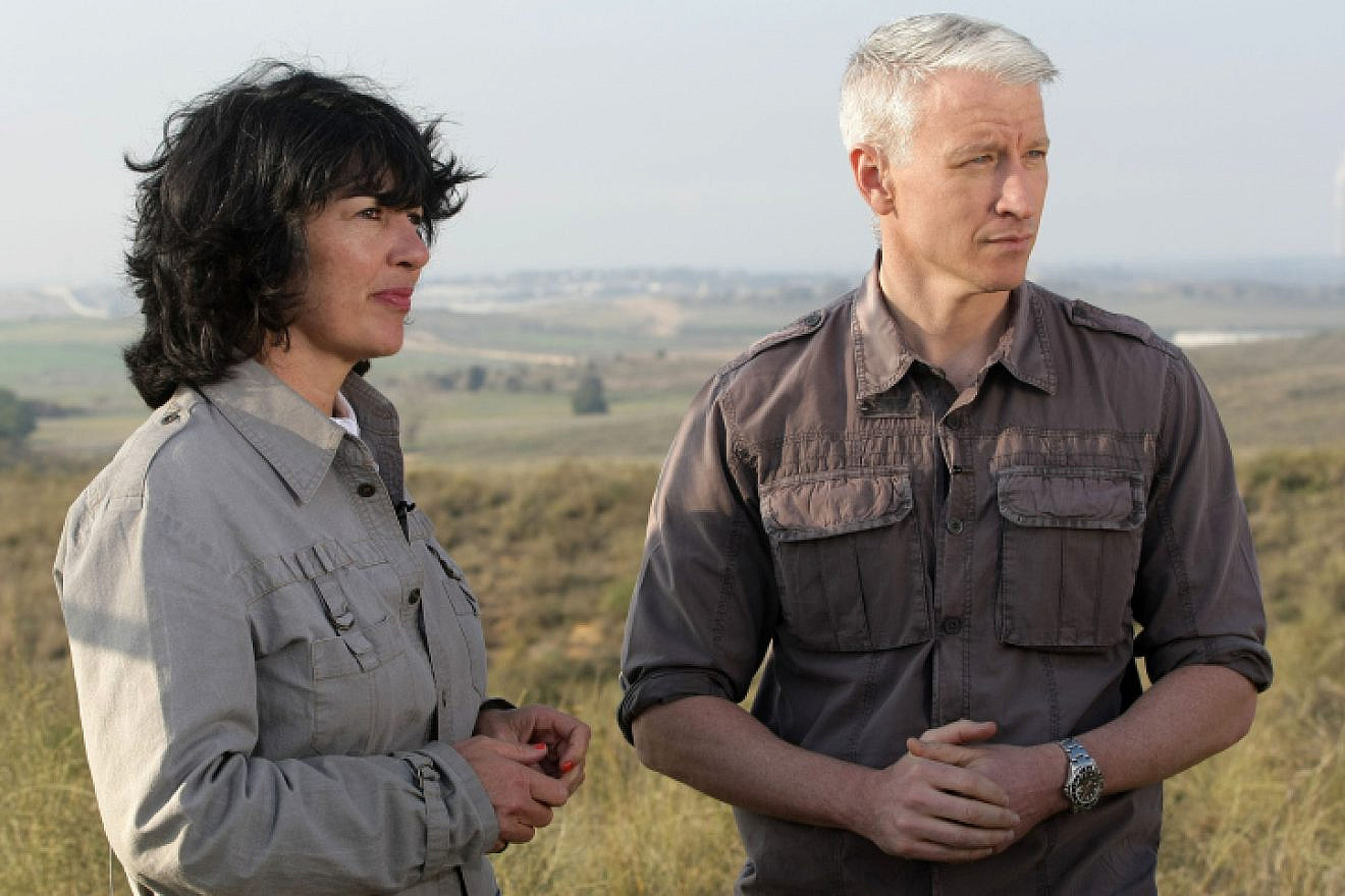 Anderson Cooper and Christiane Amanpour, correspondents for “CNN,” broadcast live from a hill near the southern Israeli town of Sderot overseeing the Gaza strip on Jan 5, 2009. Photo by Kobi Gideon/Flash90.