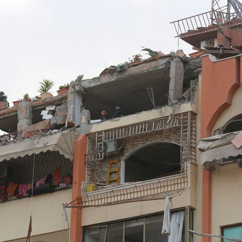 The Israeli Air Force targets the hideout of a Palestinian Islamic Jihad terrorist in the Gaza Strip, May 9, 2023. Photo by Atia Mohammed/Flash90.