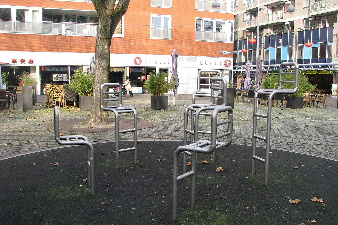 Jewish Children’s Monument, with names of 400 Jewish children murdered during the Holocaust, at the site of a former Jewish school in The Hague. Photo by Menachem Wecker.