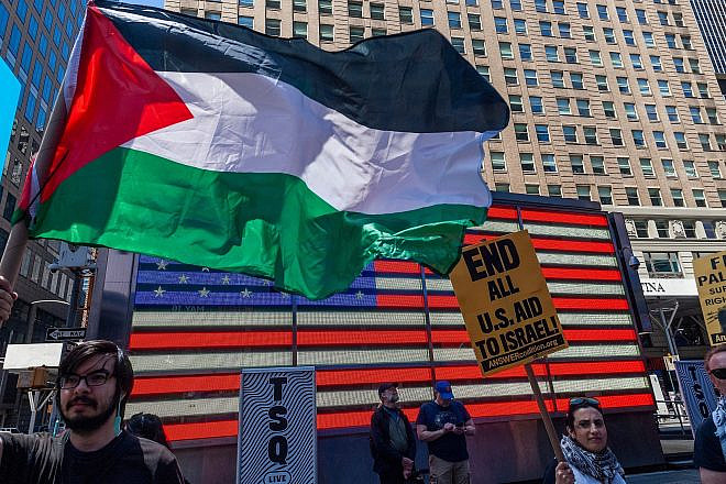 A “Nakba Day” rally in Times Square in New York City on May 14, 2023. Credit: rblfmr/Shutterstock.