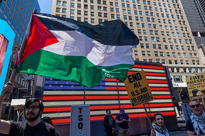 A “Nakba Day” rally in Times Square in New York City on May 14, 2023. Credit: rblfmr/Shutterstock.