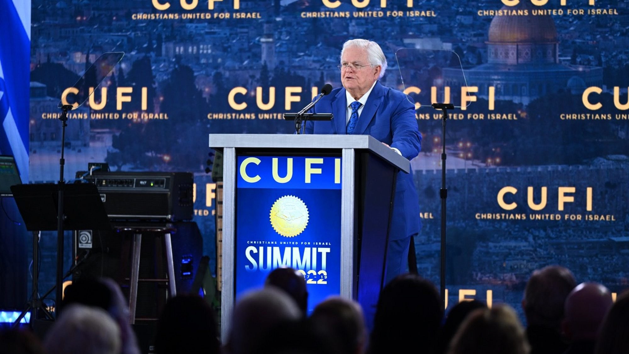 Pastor John Hagee speaking at the 2022 Christians United for Israel (CUFI) Washington Summit. Credit: CUFI/Oren Cohen.