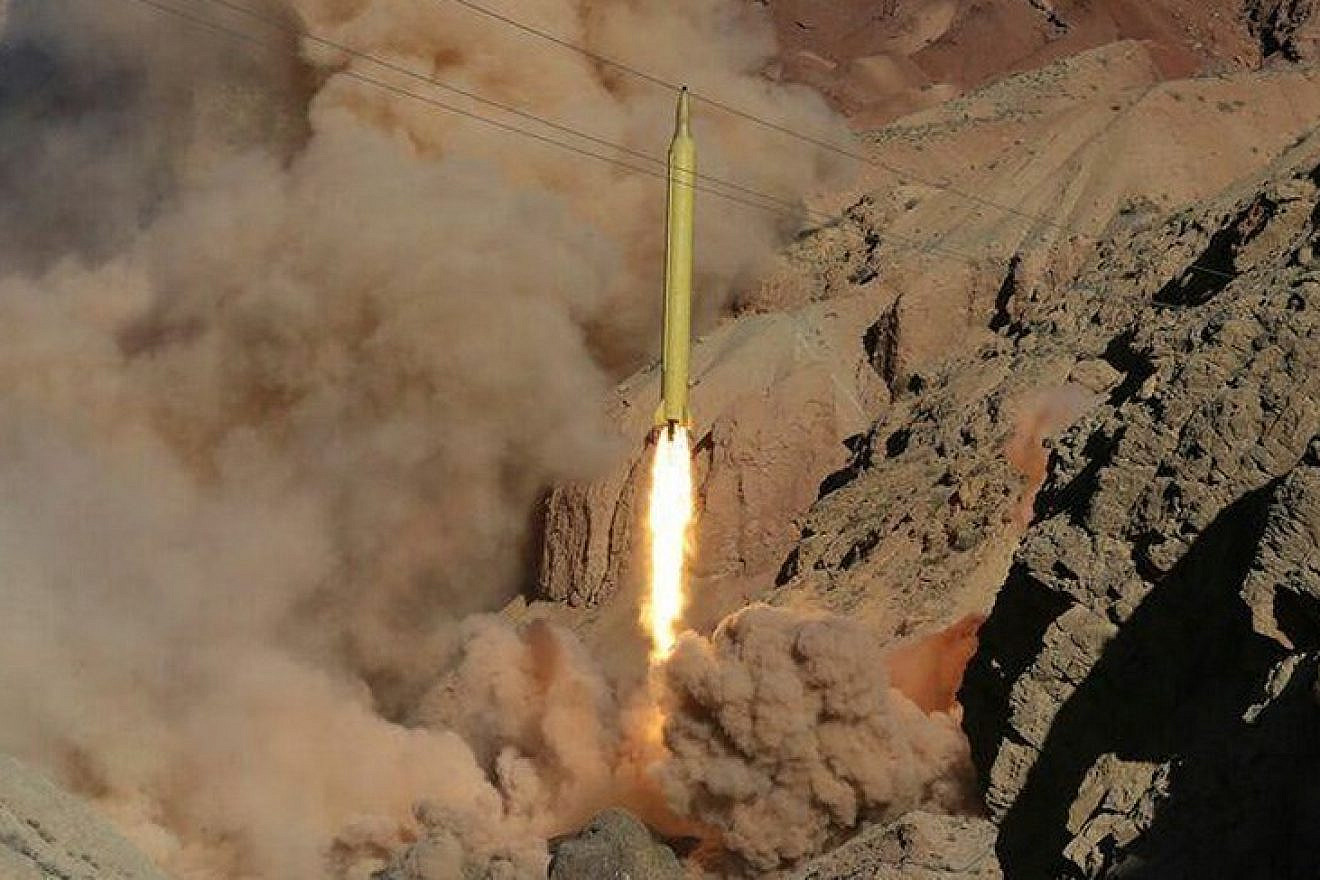 Iran's Islamic Revolutionary Guard Corps tests a Qadr-110 (also transliterated as Ghadr-110) ballistic missile, which has a range of up to 1,200 miles, March 2016. Credit: Tasnim News Agency via Wikimedia Commons.