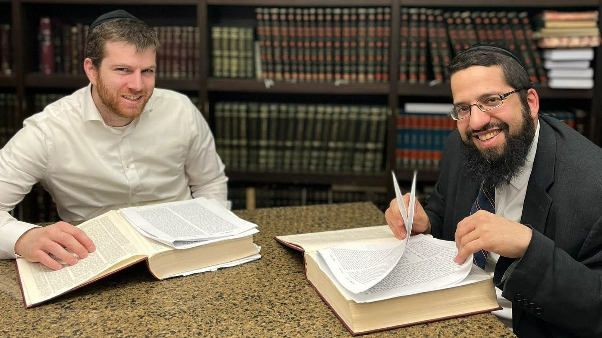 Rabbi Moshe Revah with a student at Hebrew Theological College in Skokie, Ill. Credit: Courtesy.