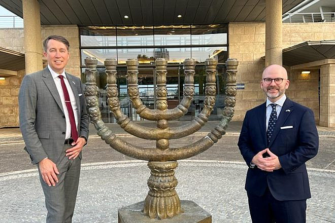 Swedish MP Richard Jomshof (left) and MEP Charlie Weimers visit the Knesset, May 2023. Courtesy.