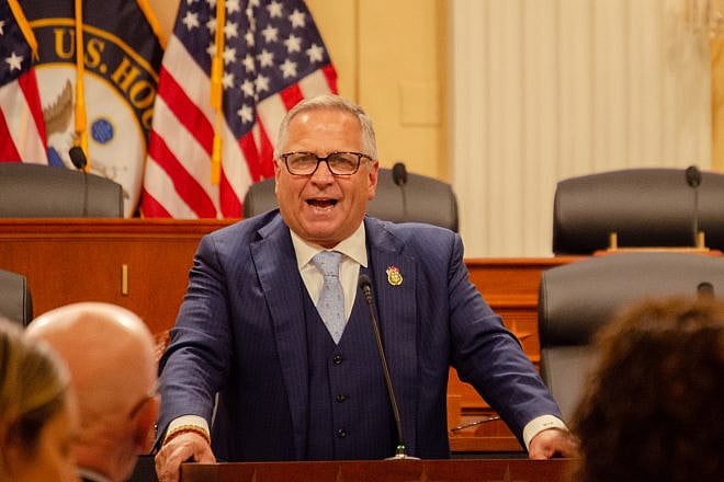 Rep. Mike Bost (R-Ill.) speaks at the inaugural U.S.-Israel Leaders Summit at the Cannon House Office Building on Capital Hill, June 5, 2023. Photo by David Anand/International Leaders Summit.