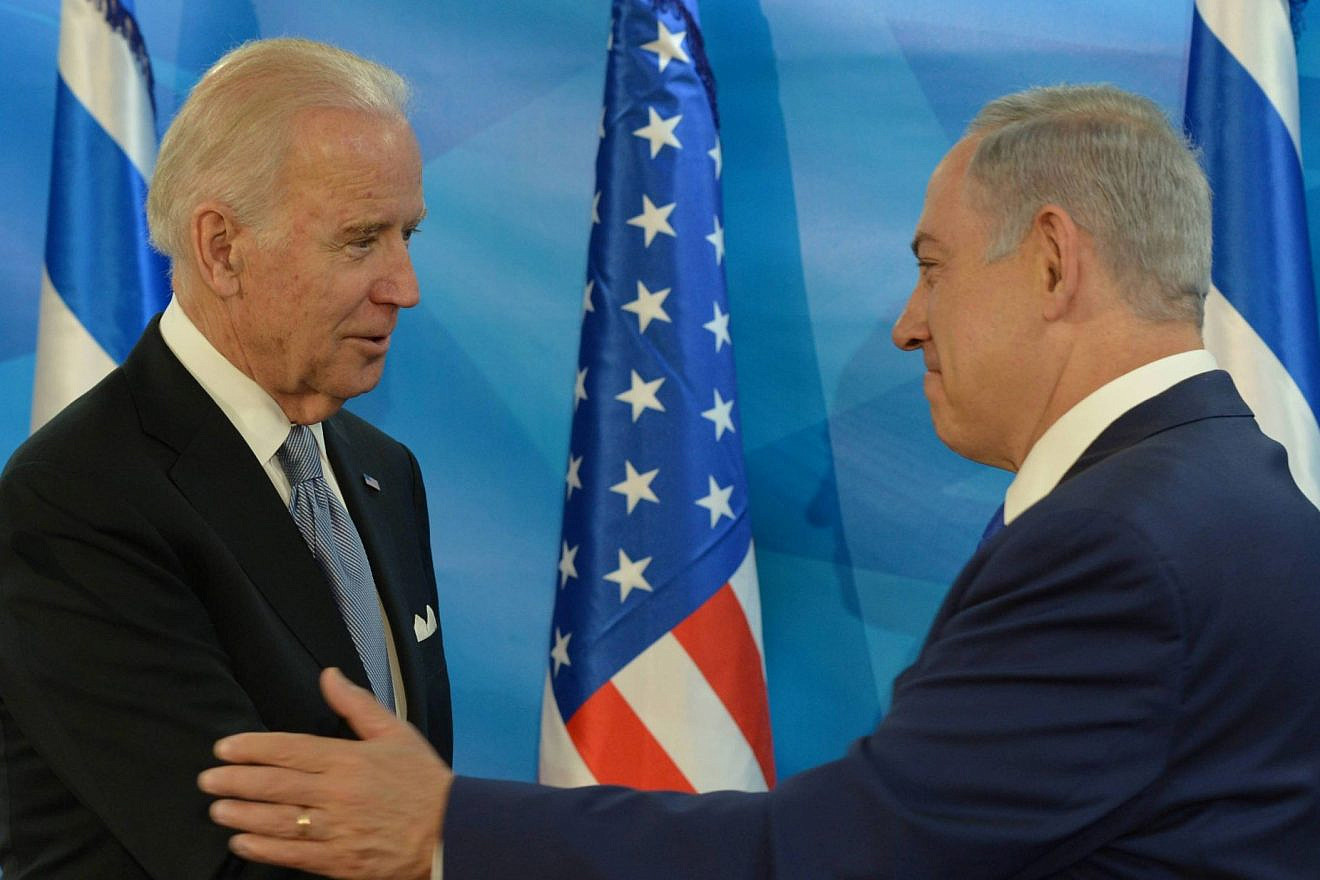 Israeli Prime Minister Benjamin Netanyahu meets with U.S. Vice President Joe Biden at the Prime Minister's Office in Jerusalem on March 9, 2016. Credit: Amos Ben Gershom/GPO.