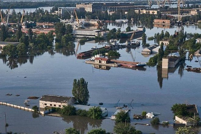 The aftermath of the Ukraine dam collapse. Source: Twitter.