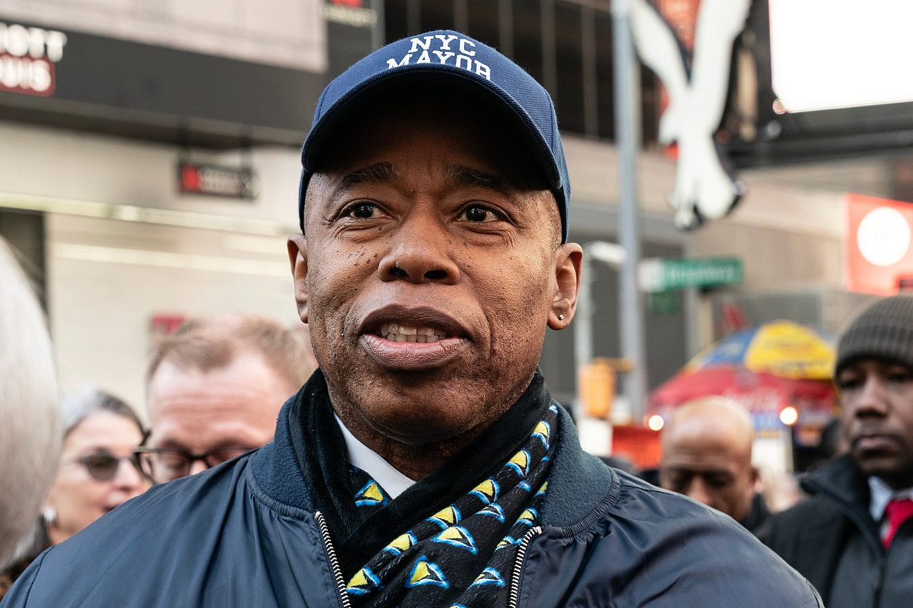 New York City Mayor Eric Adams helps launch the “We Heart NYC” campaign in Times Square on March 20, 2023. Credit: Lev Radin/Shutterstock.