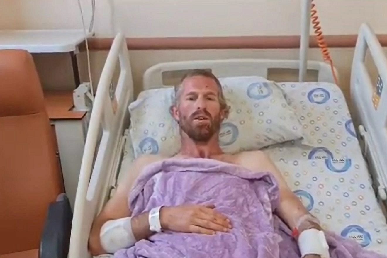 Shooting survivor Menachem Ordman at Hillel Yaffe Medical Center in Hadera, June 14, 2023. Source: Twitter