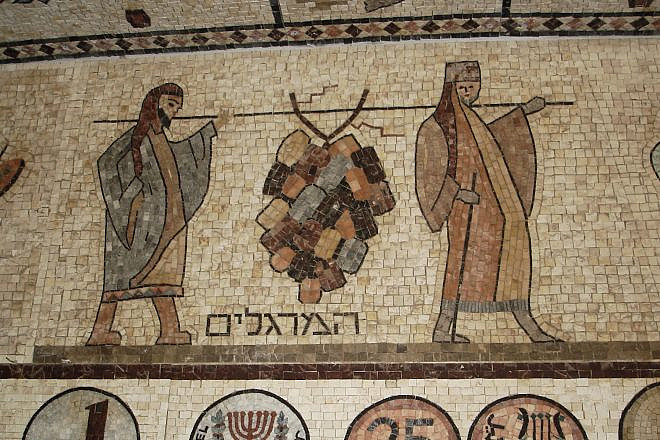 An image of the spies from the book of Numbers at Synagogue Or Torah in Acre, Israel. Credit: FLLL/Wikimedia.