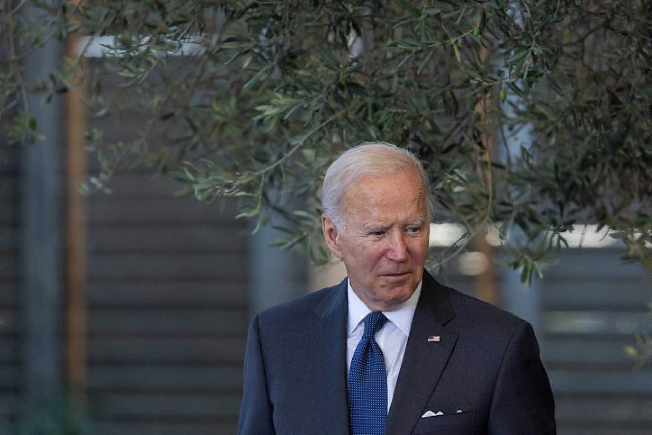 U.S. President Joe Biden at the Israeli President's Residence in Jerusalem, July 14, 2022. Photo by Yonatan Sindel/Flash90.