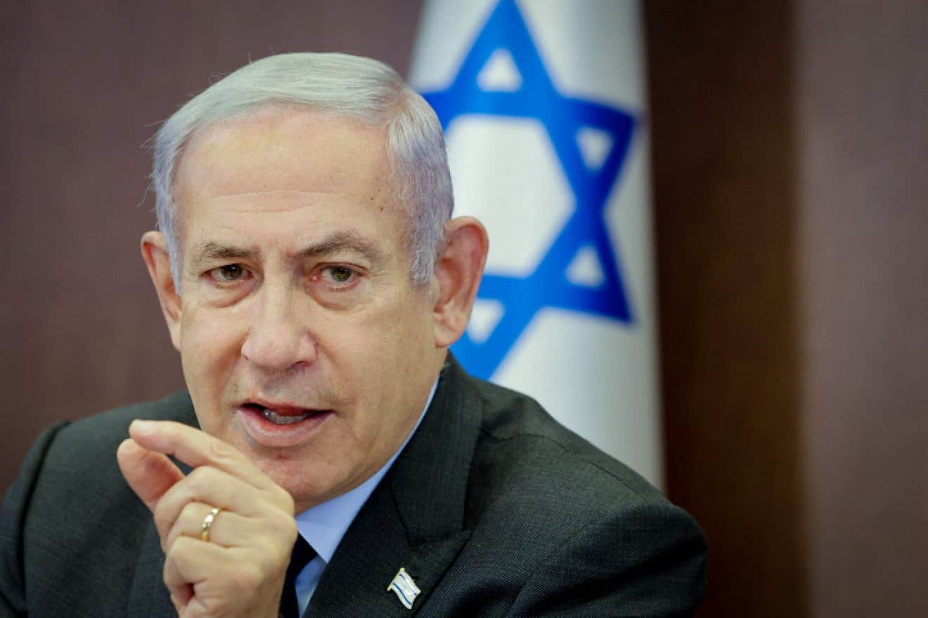 Israeli Prime Minister Benjamin Netanyahu leads a Cabinet meeting in Jerusalem, July 2, 2023. Photo by Marc Israel Sellem/POOL.