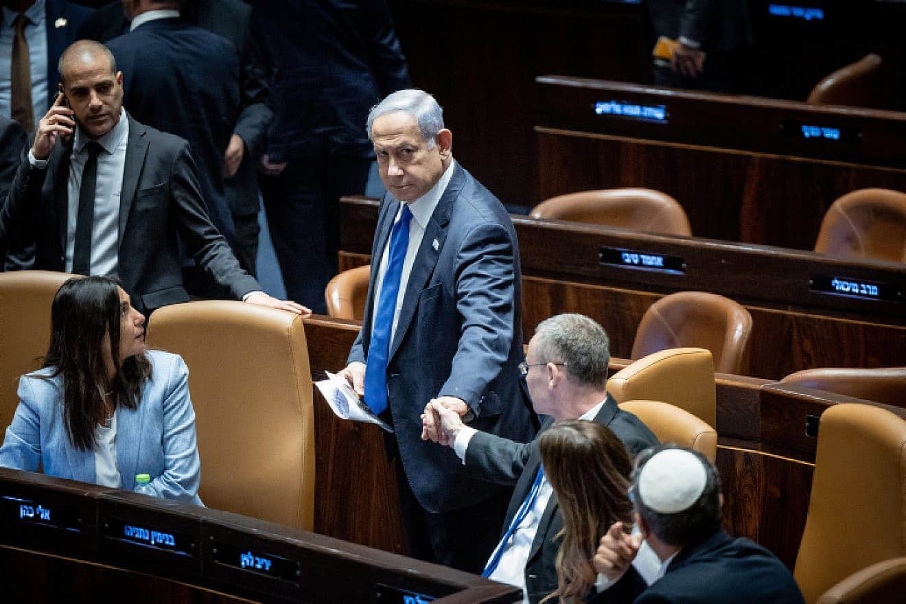 A vote on the "reasonableness bill" at the Knesset in Jerusalem, July 24, 2023. Photo by Yonatan Sindel/Flash90.